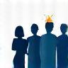 Icono abstracto de personas con un cerebro o ideas, representando consultoría de recursos humanos y desarrollo de talento.